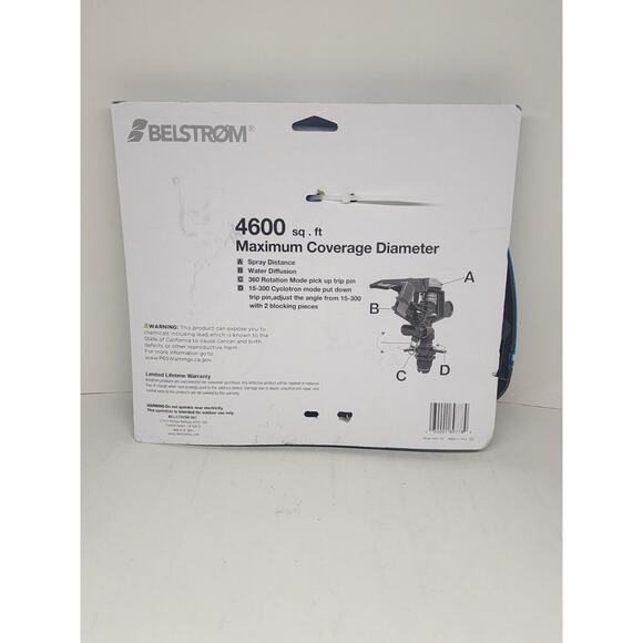 Belstrom Plastic Impulse Adjust Sprinkler Head 4600 sq ft Diameter 360° Rotation - Picture 2 of 2